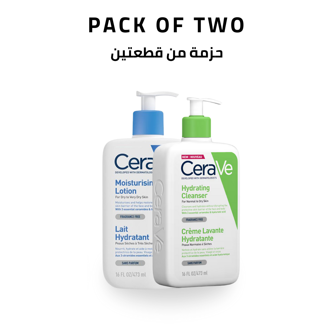 غسول سيرافي المرطب ولوشن مرطب - عبوة من قطعتين (473 مل لكل منهما)