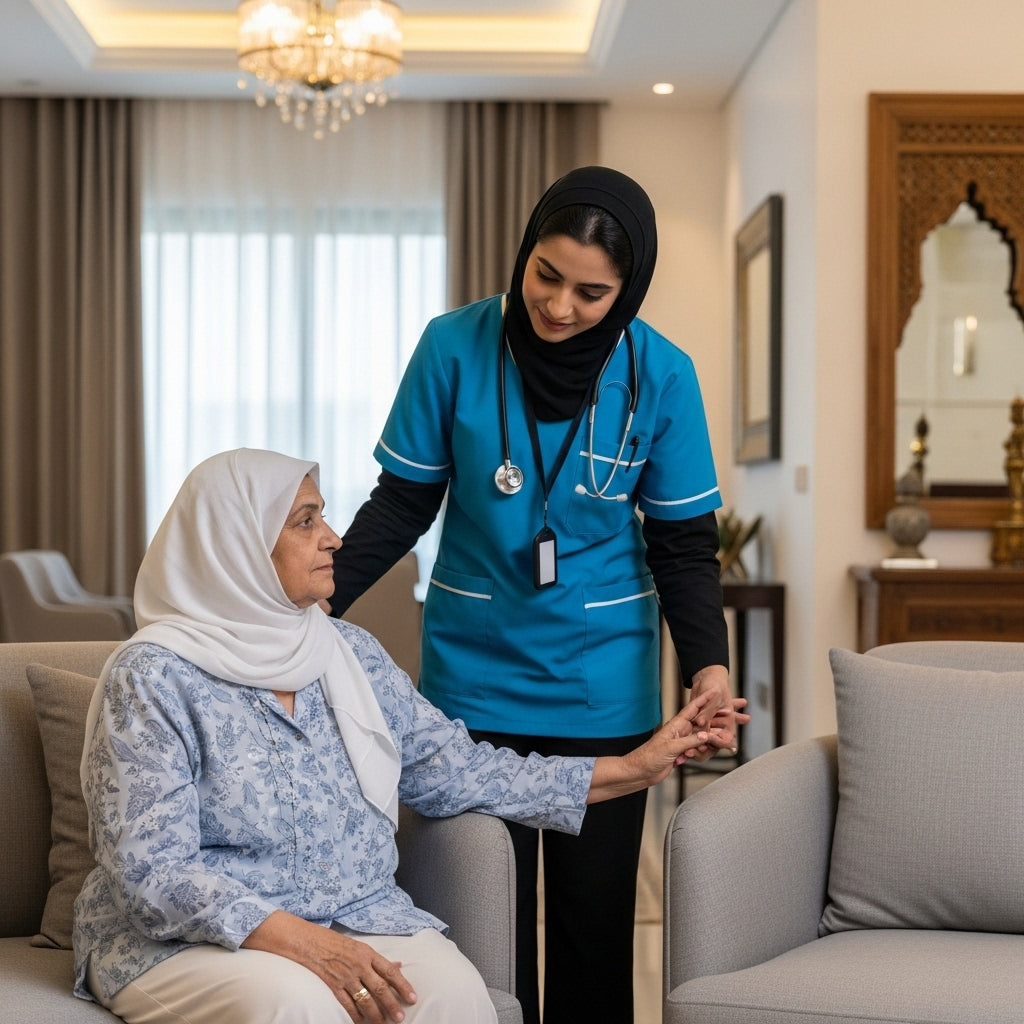 Capstone Homecare Riyadh offering professional home care services including elderly care, certified nurses, 24/7 support, home therapy, babysitting, and assistance with daily activities.